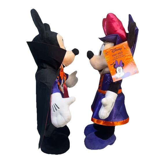Disney Halloween Decor Mickey & Minnie Plush Set “Dracula & Witch” 22” Greeters - Picture 10 of 11
